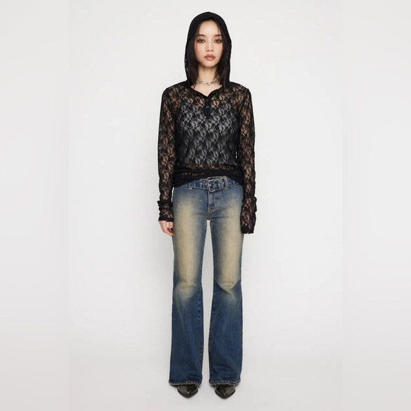 Victoria’s Secret black lace zip up sweater hoodie sheer sexy 90s boho y2k small - Picture 6 of 6